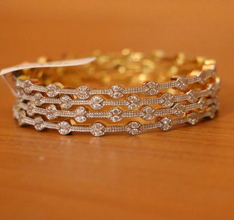 Zircon Studded Gold Plated Bangles