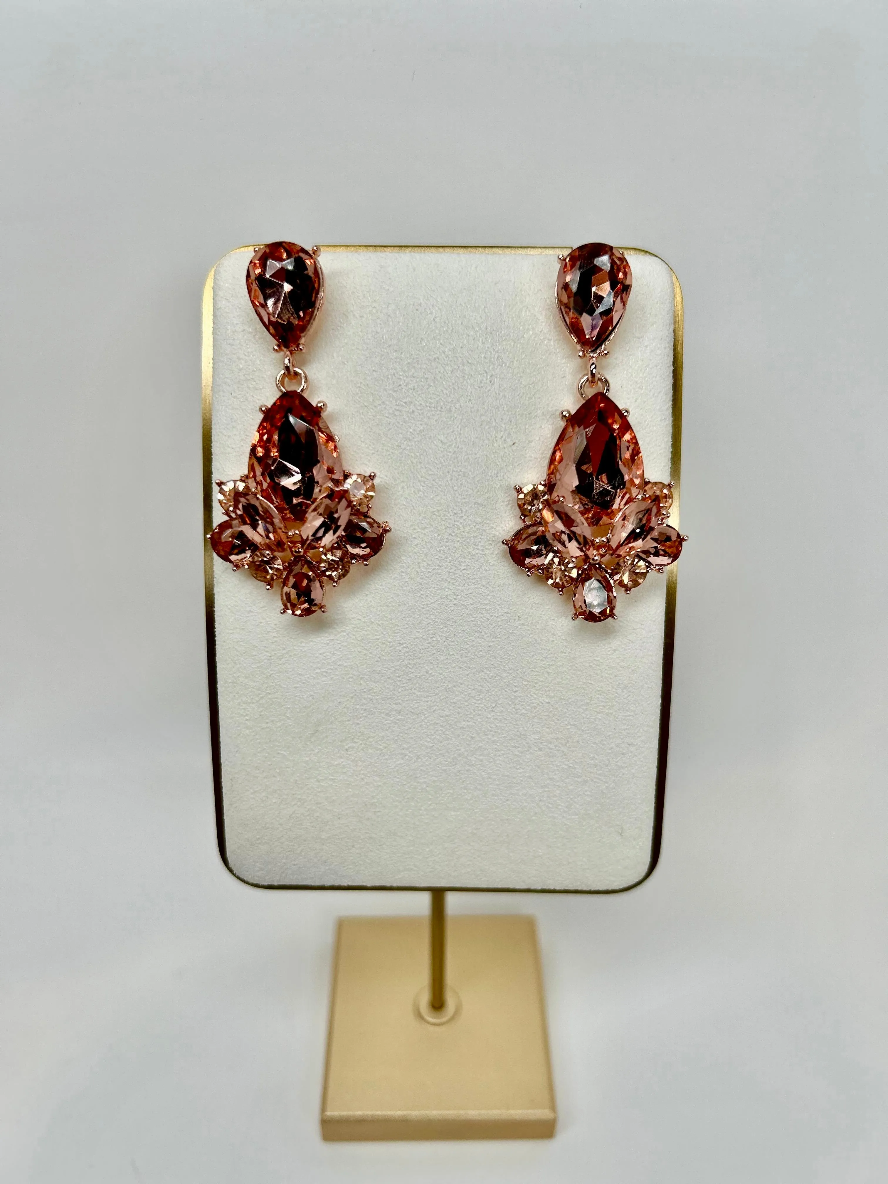 Zoé - Rose Gold Crystal Drop Earrings