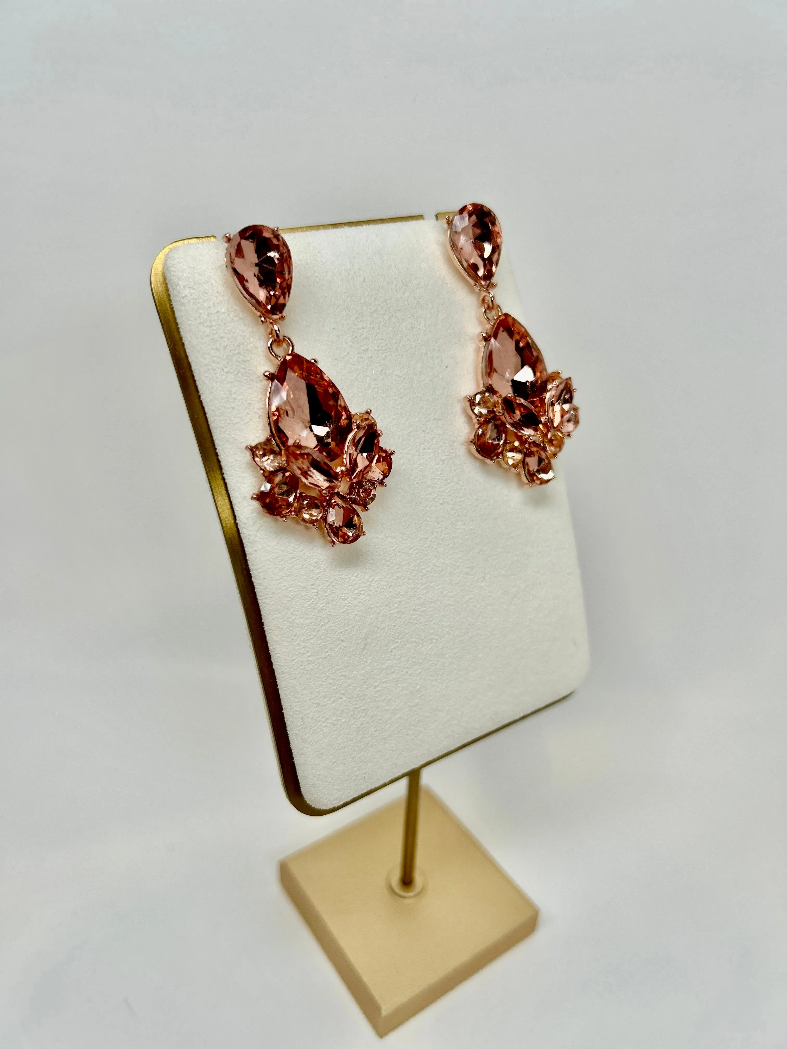 Zoé - Rose Gold Crystal Drop Earrings